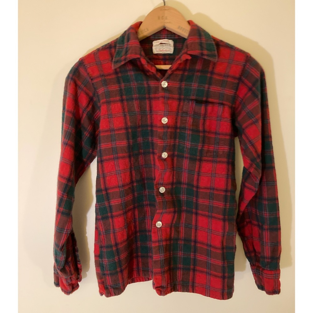 vintage 50s/60s Red/ royal plaid The Stewart lochlana shirt by Hathaway